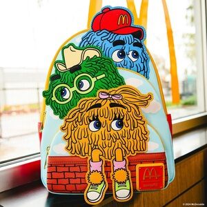 NWT Loungefly McDonald's Vintage Fry Kids Appliqué Triple Pocket Mini Backpack